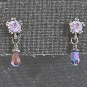 Purple Dangle Pierced Earrings